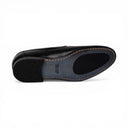 Mocassino VALENCIA in Vitello Nero con Nappine e Suola in Cuoio Cucita Blake Uomo