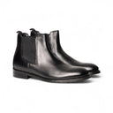 Stivaletto VITALIANO Vitello Nero con Suola in Cuoio con Mezza Piantina Uomo