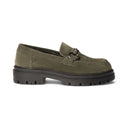 Mocassino VIZIA in Camoscio Verde con Suola Roccia Donna