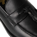 Mocassino LUCIO Vitello Nero con Suola in Cuoio con Mezza Piantina Uomo