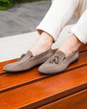 Mocassino Nappa Uomo in Camoscio Beige chiaro
