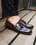 Mocassino Uomo in Vera Pelle Marrone con Nappine