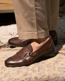 Monk Strap Uomo Doppia Fibbia in Vera Pelle Marrone