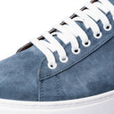 Sneakers Uomo in Camoscio Azzurro Polvere con Suola Bianca
