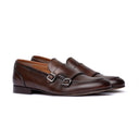 Monk Strap Uomo Doppia Fibbia in Vera Pelle Marrone
