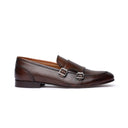 Monk Strap Uomo Doppia Fibbia in Vera Pelle Marrone