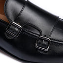 Monk Strap Uomo Doppia Fibbia in Vera Pelle Nera
