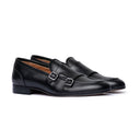 Monk Strap Uomo Doppia Fibbia in Vera Pelle Nera