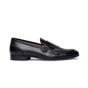 Monk Strap Uomo Doppia Fibbia in Vera Pelle Nera