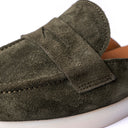 Sabot Donna in Camoscio Verde Oliva con Suola Bianca