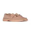 Mocassino Donna in Camoscio Beige con Dettaglio Dorato
