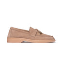 Mocassino Donna in Camoscio Beige con Dettaglio Dorato