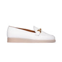 Mocassino Donna in Vera Pelle Bianca con Catena Dorata