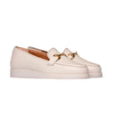 Mocassino Donna in Vera Pelle Avorio con Catena Dorata