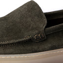 Slip-on Uomo in Camoscio Verde Oliva – Suola Beige