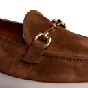 Mocassino Donna in Camoscio Marrone con Catena Dorata