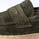 Mocassino Uomo in Camoscio Verde Salvia – Suola Intrecciata in Corda