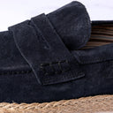 Mocassino Uomo in Camoscio Blu – Suola Intrecciata in Corda Naturale