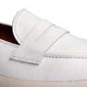 Mocassino Donna College in Vera Pelle Bianca con Mascherina
