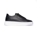 Sneakers Uomo in Vera pelle nera – Suola bianca