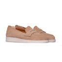 Mocassino Donna College in Camoscio Beige con Mascherina