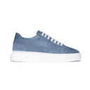 Sneakers Uomo in Camoscio Azzurro Polvere con Suola Bianca