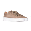Sneakers Uomo in Camoscio Beige Sabbia con Suola Bianca