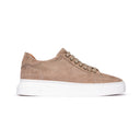 Sneakers Uomo in Camoscio Beige Sabbia con Suola Bianca