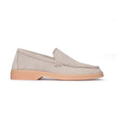 Mocassino Donna in Camoscio Beige Chiaro con Suola a Contrasto
