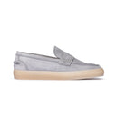Mocassino Uomo in Camoscio Grigio Perla con Suola Caramello