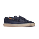 Mocassino Uomo in Camoscio Blu Notte con Suola Caramello