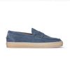 Mocassino Uomo in Camoscio Azzurro con Suola Caramello