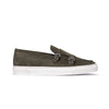 Monk Strap Uomo in Camoscio Verde Oliva con Suola Bianca