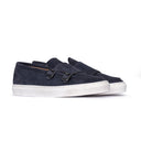 Monk Strap Uomo in Camoscio Blu Notte con Suola Bianca