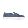 Monk strap Uomo in Camoscio Blu Denim con Fibbie e Suola Bianca