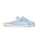 Sabot Donna in Camoscio Azzurro Polvere con Suola Crema