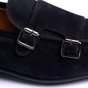 Monk Strap Uomo in Camoscio Blu con Suola in Gomma
