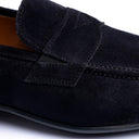 Mocassino Uomo in Camoscio Blu con Suola in Gomma