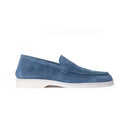 Mocassino Uomo in Camoscio Azzurro con Suola Trasparente