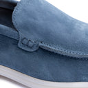 Mocassino Uomo in Camoscio Azzurro con Suola Trasparente