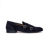 Monk Strap Uomo in Camoscio Blu con Suola Cuoio