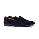 Mocassino Uomo in Camoscio Blu con Suola in Gomma