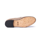 Monk Strap Uomo in Camoscio Beige con Suola Cuoio