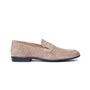Mocassino Uomo in Camoscio Beige con Suola in Gomma