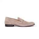 Mocassino Uomo in Camoscio Beige con Suola Cuoio