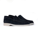 Mocassino Uomo in Camoscio Blu con Suola Trasparente