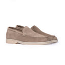 Mocassino Uomo in Camoscio Beige con Suola Trasparente