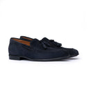 Mocassino Uomo in Camoscio Blu Scuro con Nappine