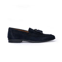 Mocassino Uomo in Camoscio Blu Scuro con Nappine