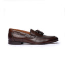Mocassino Uomo in Vera Pelle Marrone con Nappine